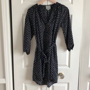Maeve Blue and Cream Polka Dot Mini Dress